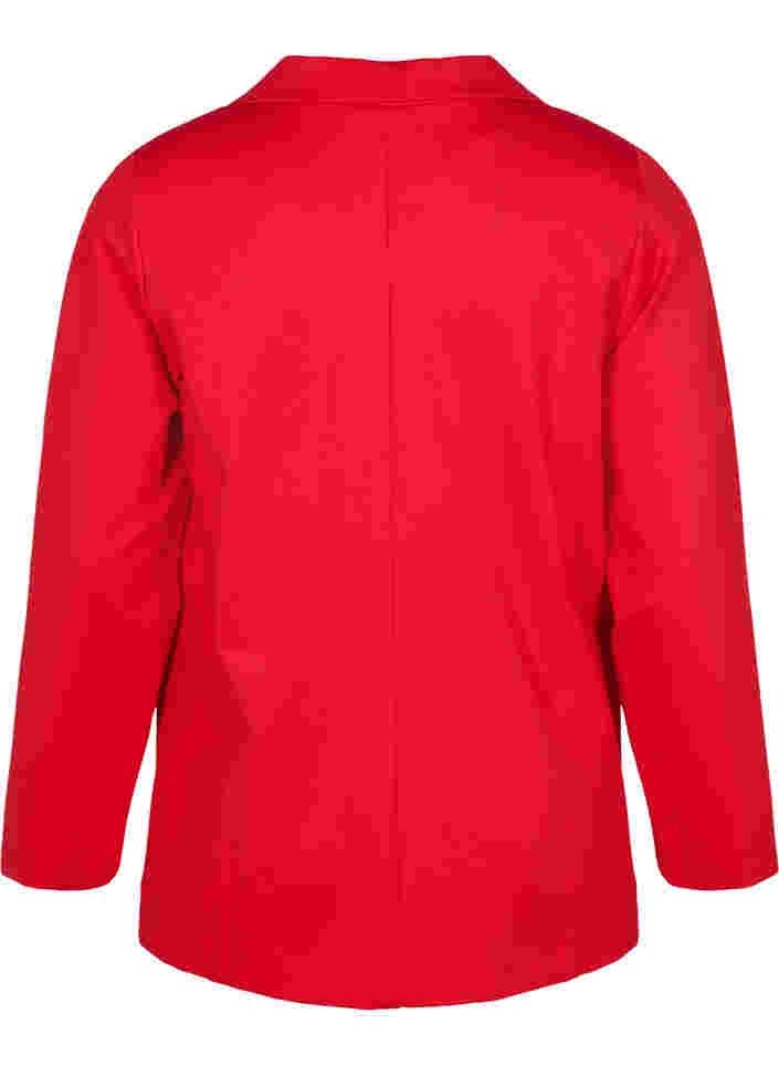 Basic blazer met knoop en sierzakken, Flame Scarlet, Packshot image number 1