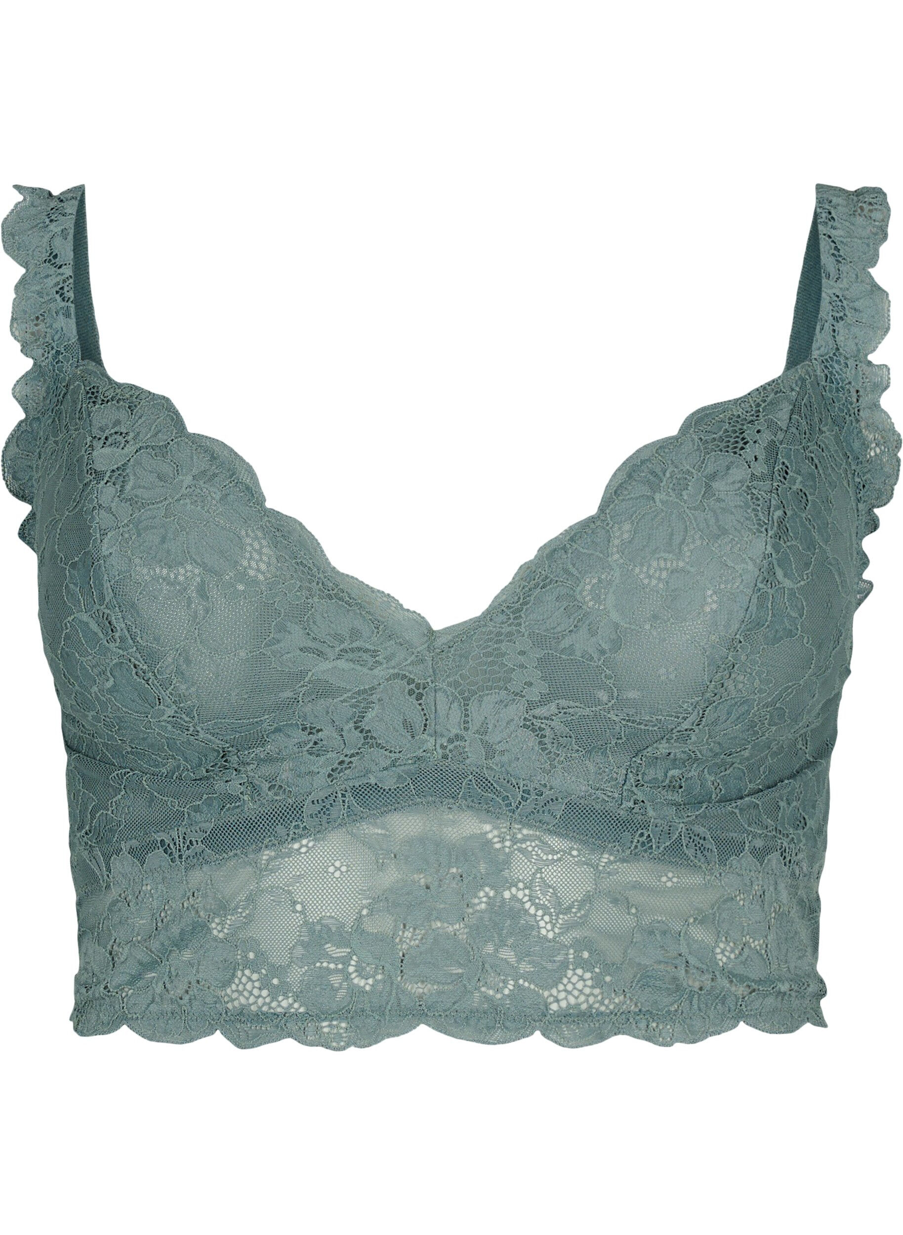 Zizzi Bralette en dentelle sans armature, Balsam Green Ass, Packshot image number 0