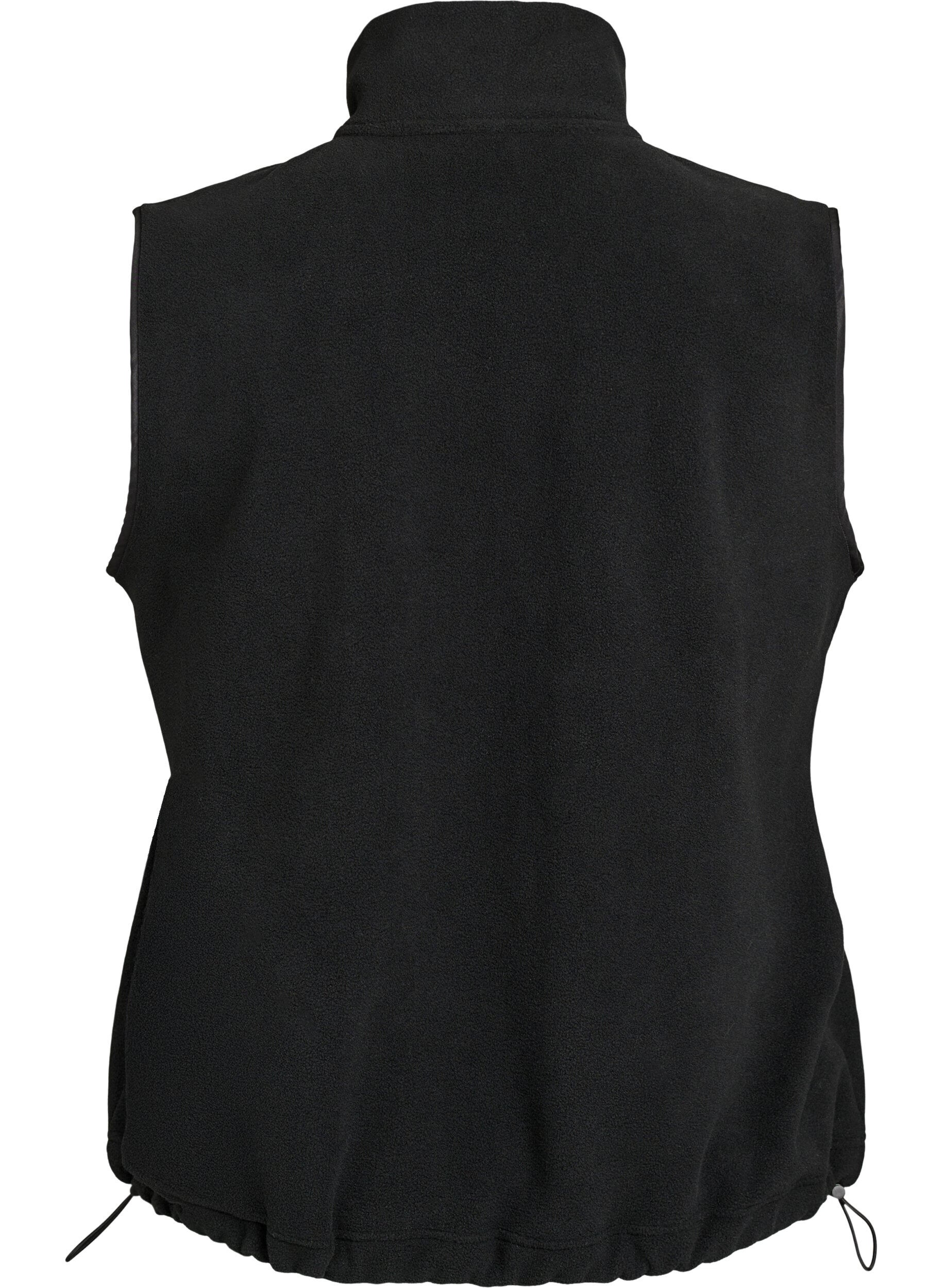 ZizziGilet en polaire avec col montant et cordon de serrage au bas, Noir, Packshot image number 1