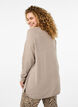 Lange gebreide blouse met knoopdetail aan de zijkant, Simply Taupe Mel., Model image number 1