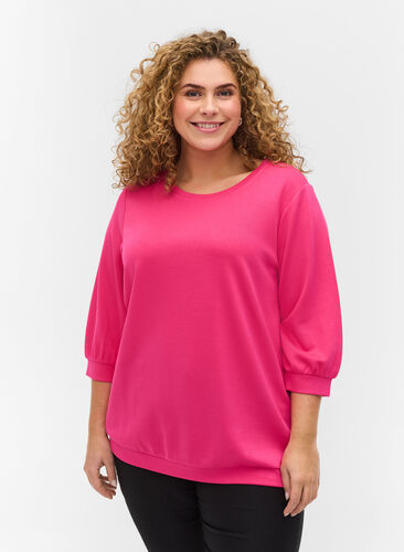 Blouse à manches 3/4, Magenta, Model image number 0