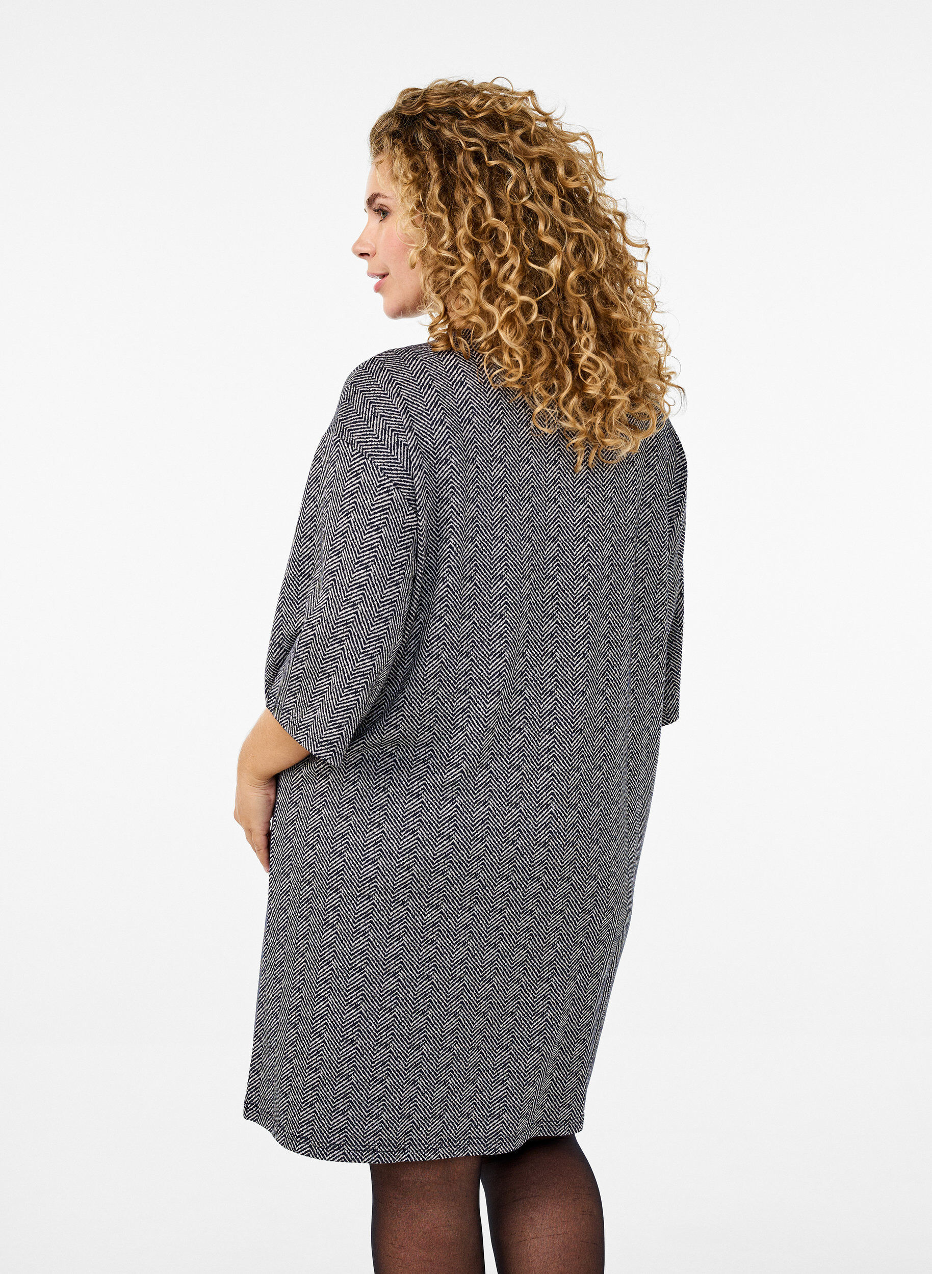 ZizziJurk met patroon en 3/4 mouwen, Blauw, Model image number 2