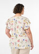 Viscose en linnen blouse met ruches aan de mouwen, Beige, Model image number 2