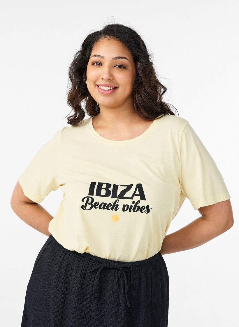 T-shirt imprim&eacute;, Jaune, Model image number 0