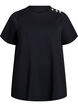 Blouse met korte mouwen en knoopdetail, Zwart, Packshot image number 0