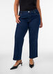 Gecropte straight-fit jeans met een normale taille, Blauw, Model image number 2