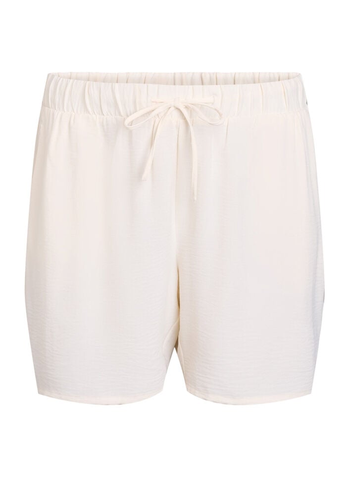 Korte broek met zakken en elastische tailleband, Vanille, Packshot image number 0
