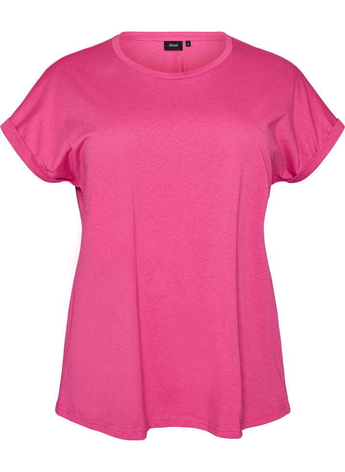 T-shirt met korte mouwen van katoenmix, Roze, Packshot image number 0
