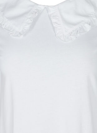 T-shirt en coton à manches courtes avec col, Bright White, Packshot image number 2