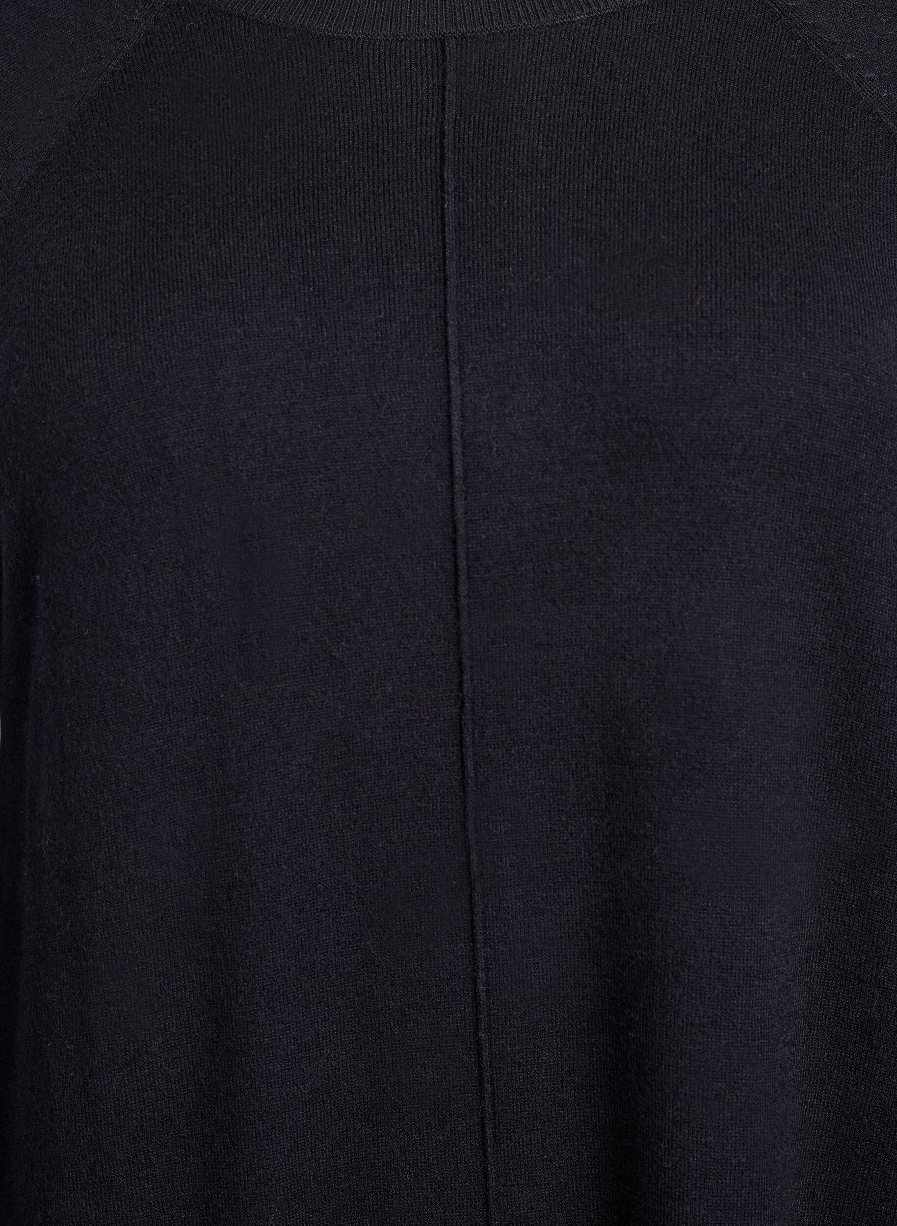 ZizziKorte gebreide jurk met raglanmouwen en een middennaad, Zwart, Packshot image number 2