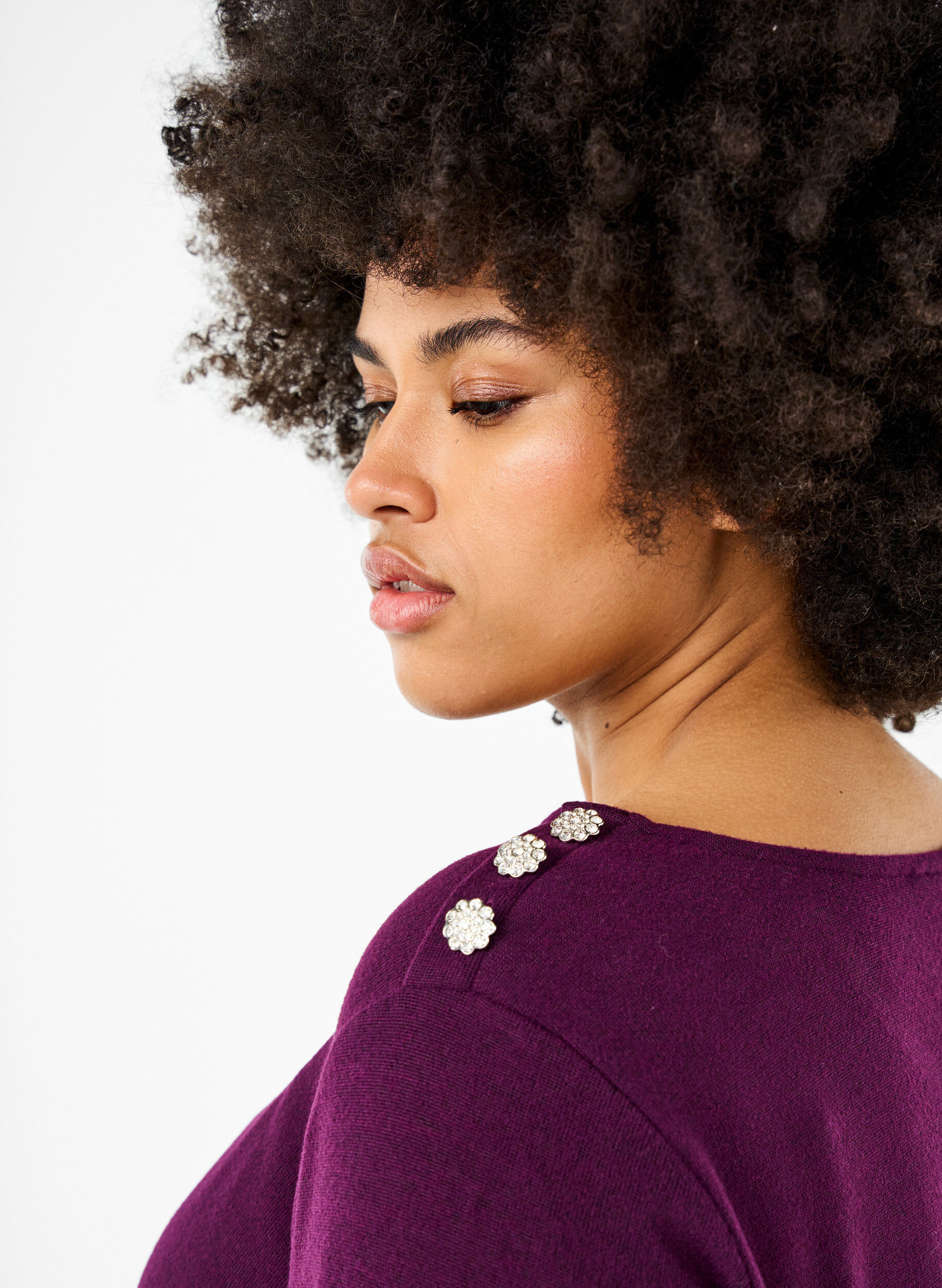 ZizziBlouse met decoratieve knopen, Paars, Model image number 3