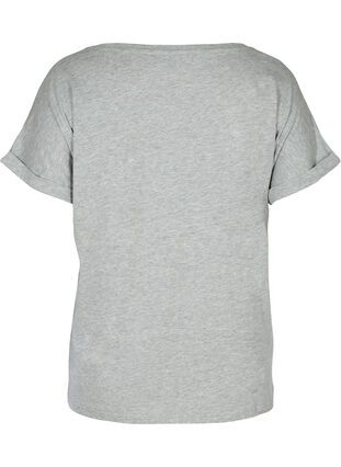 T-shirt met korte mouwen en ton-sur-ton print, Light Grey Melange, Packshot image number 1