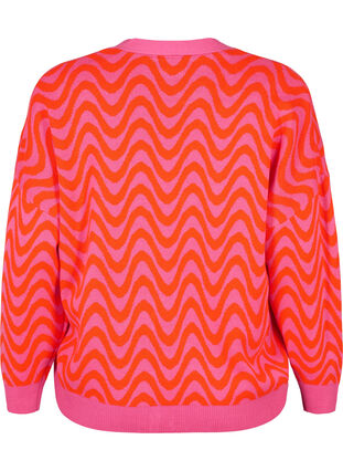 Cardigan tricoté avec motif et boutons, Hot Pink Comb., Packshot image number 1
