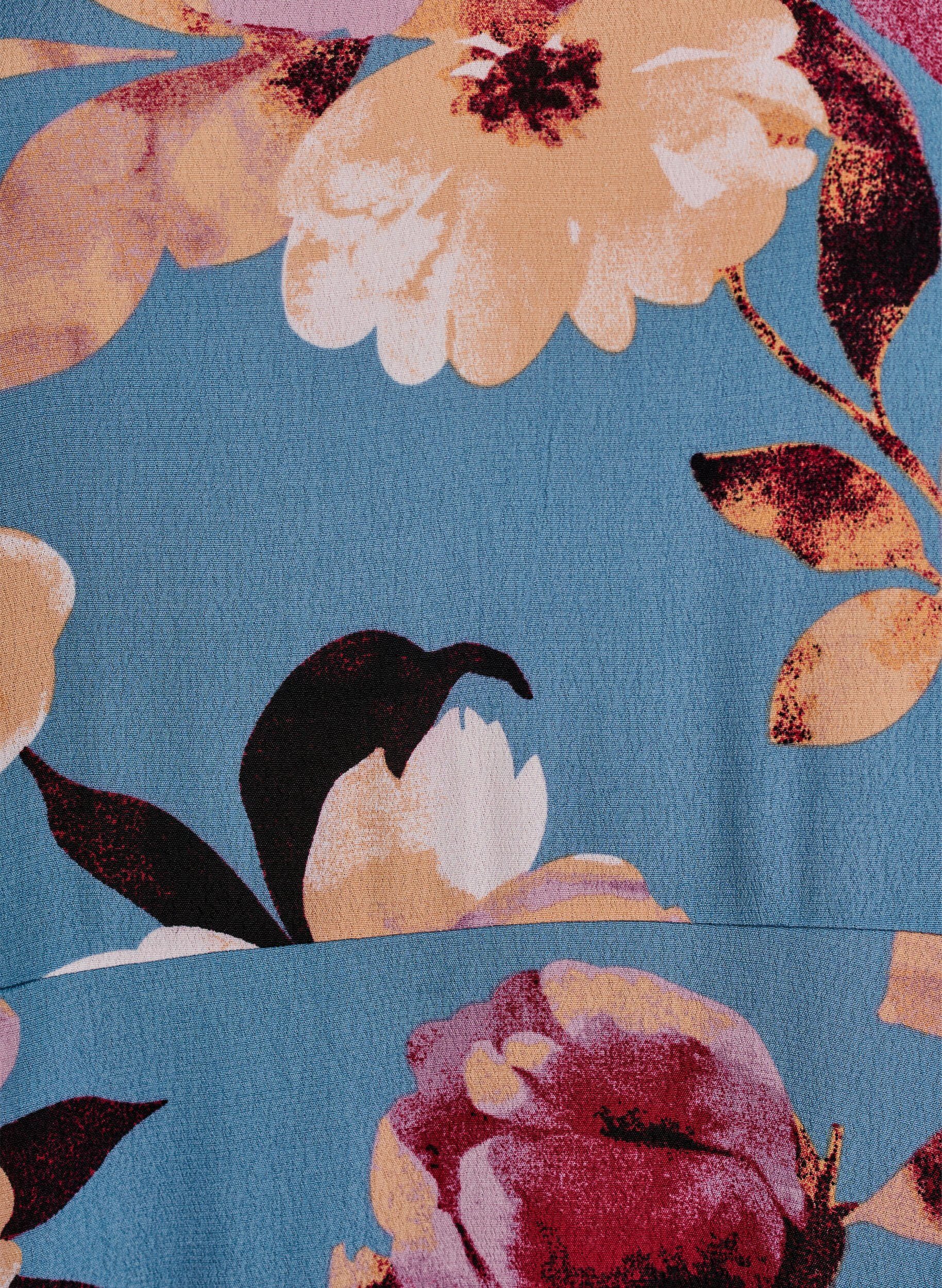 ZizziMidi-jurk met bloemenprint en 3/4 mouwen, Blauw, Packshot image number 2