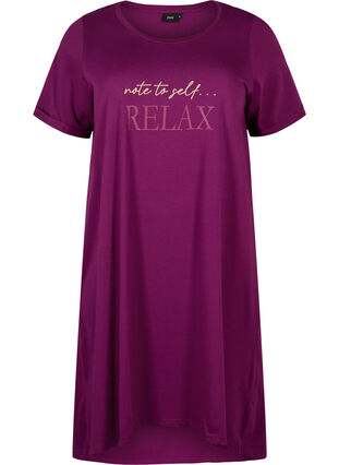 Chemise de nuit à manches courtes en coton biologique , Dark Purple Relax, Packshot image number 0