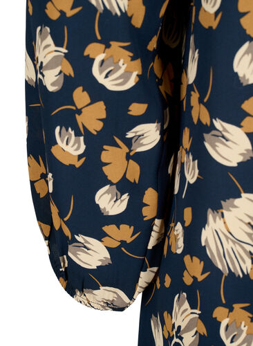 FLASH - Robe à manches longues avec imprimé floral, Navy Brown Flower, Packshot image number 3