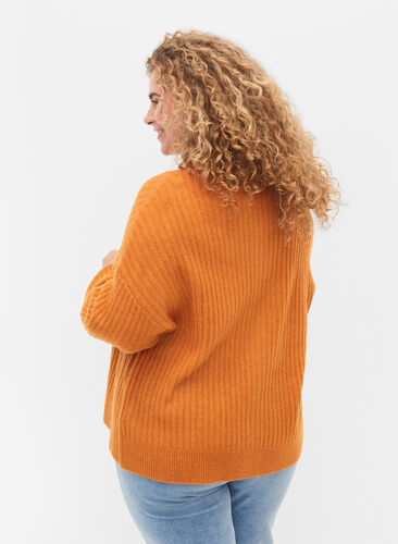 Cardigan en laine à boutons, Harvest Pumpkin Mel., Model image number 1