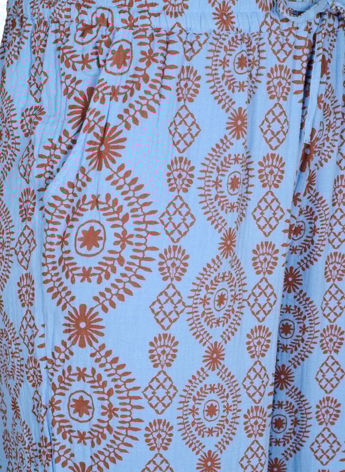 Pantalon ample en mousseline de coton &agrave; motif, Bleu Clair, Packshot image number 2