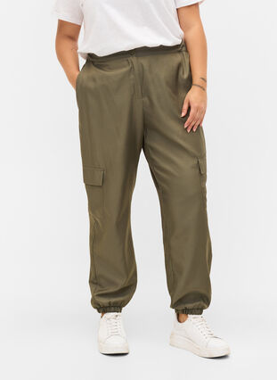 Pantalon cargo avec poches, Dusty Olive, Model image number 2