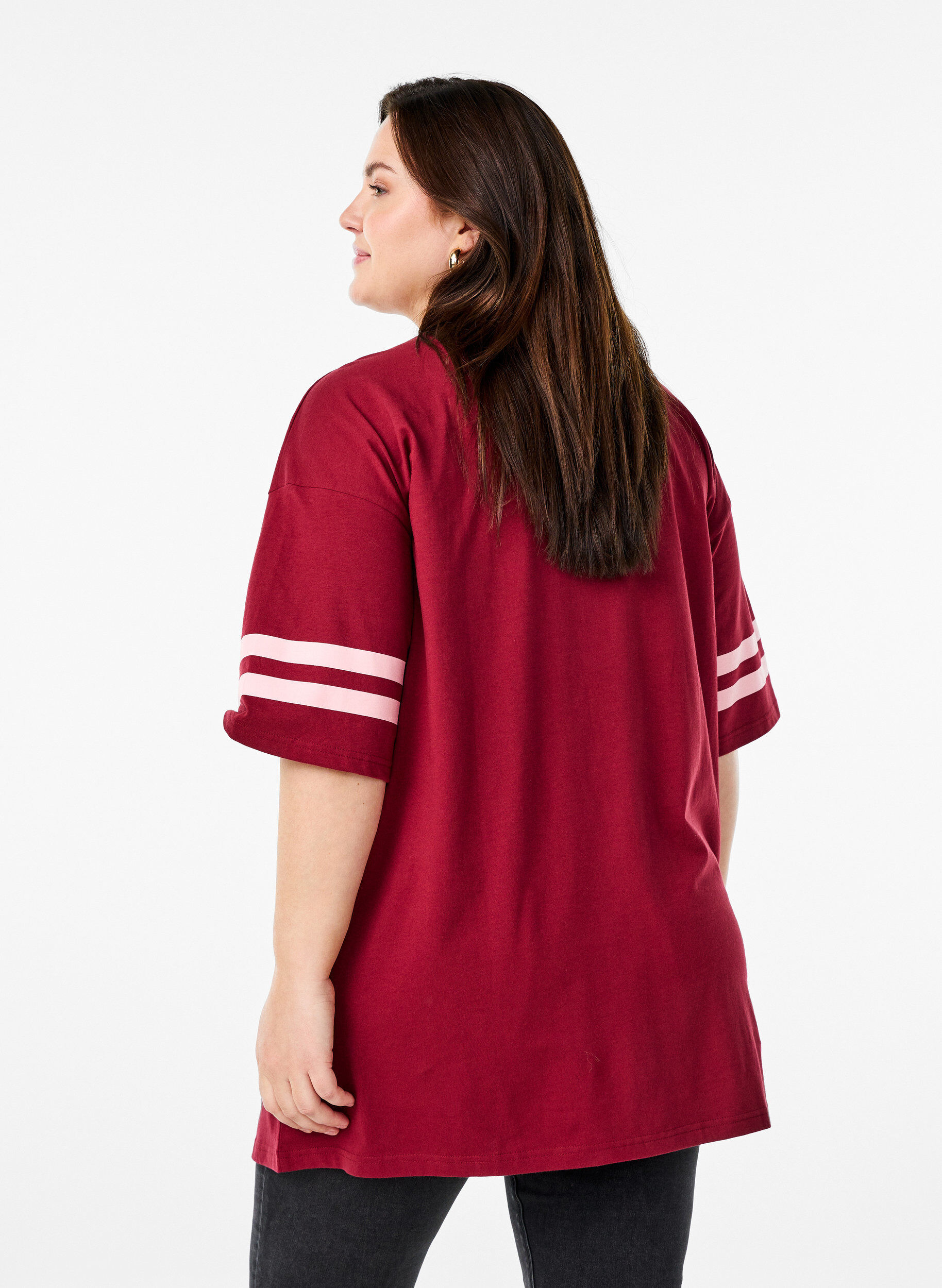ZizziSportief oversized college T-shirt, Rood, Model image number 2