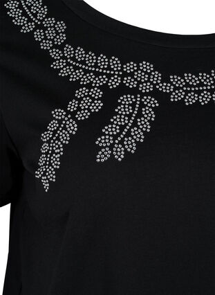 T-shirt à manches courtes avec pierres décoratives, Black Stone, Packshot image number 2