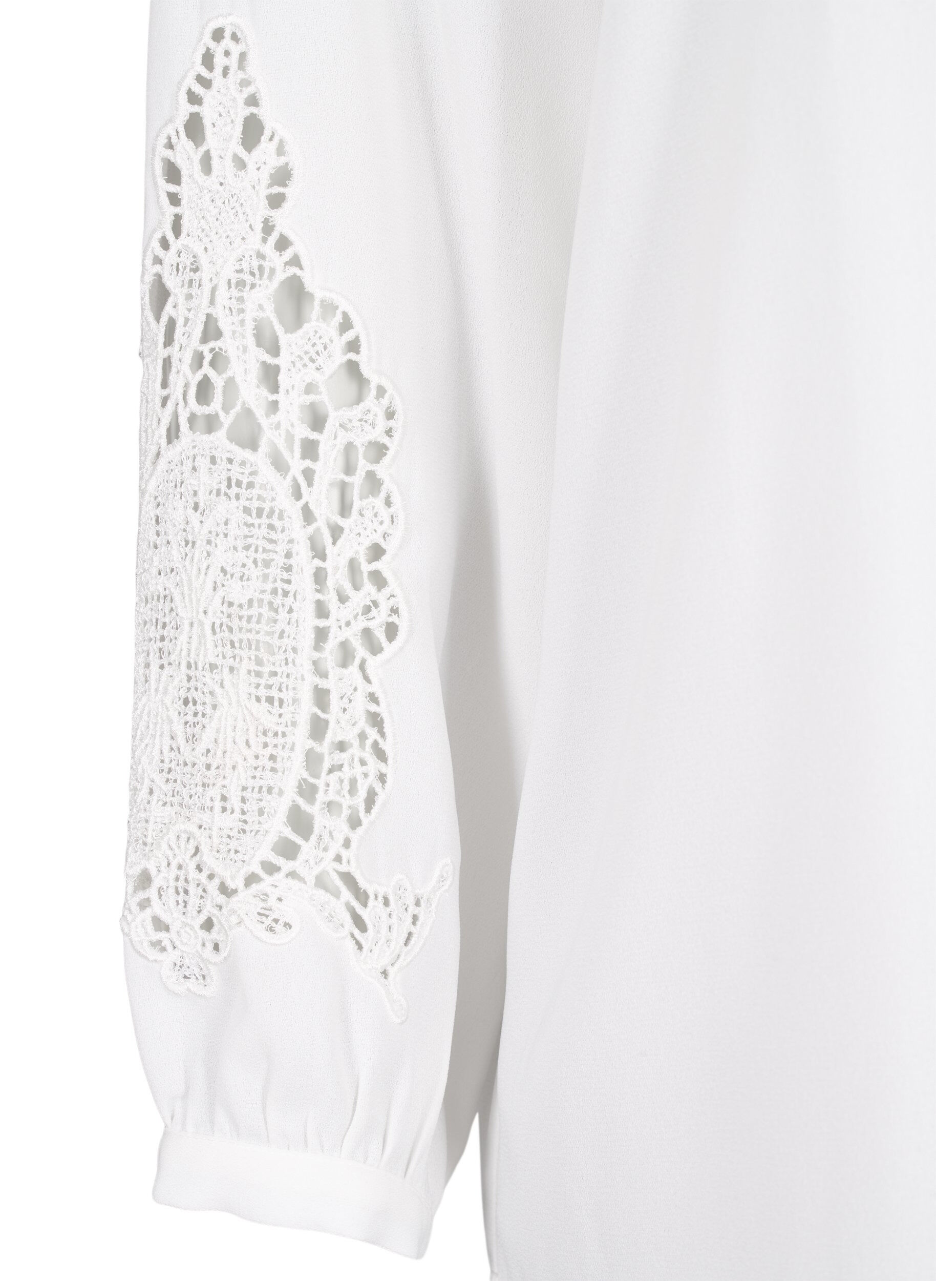 ZizziBlouse met lange mouwen en gehaakte details, Bright White, Packshot image number 3