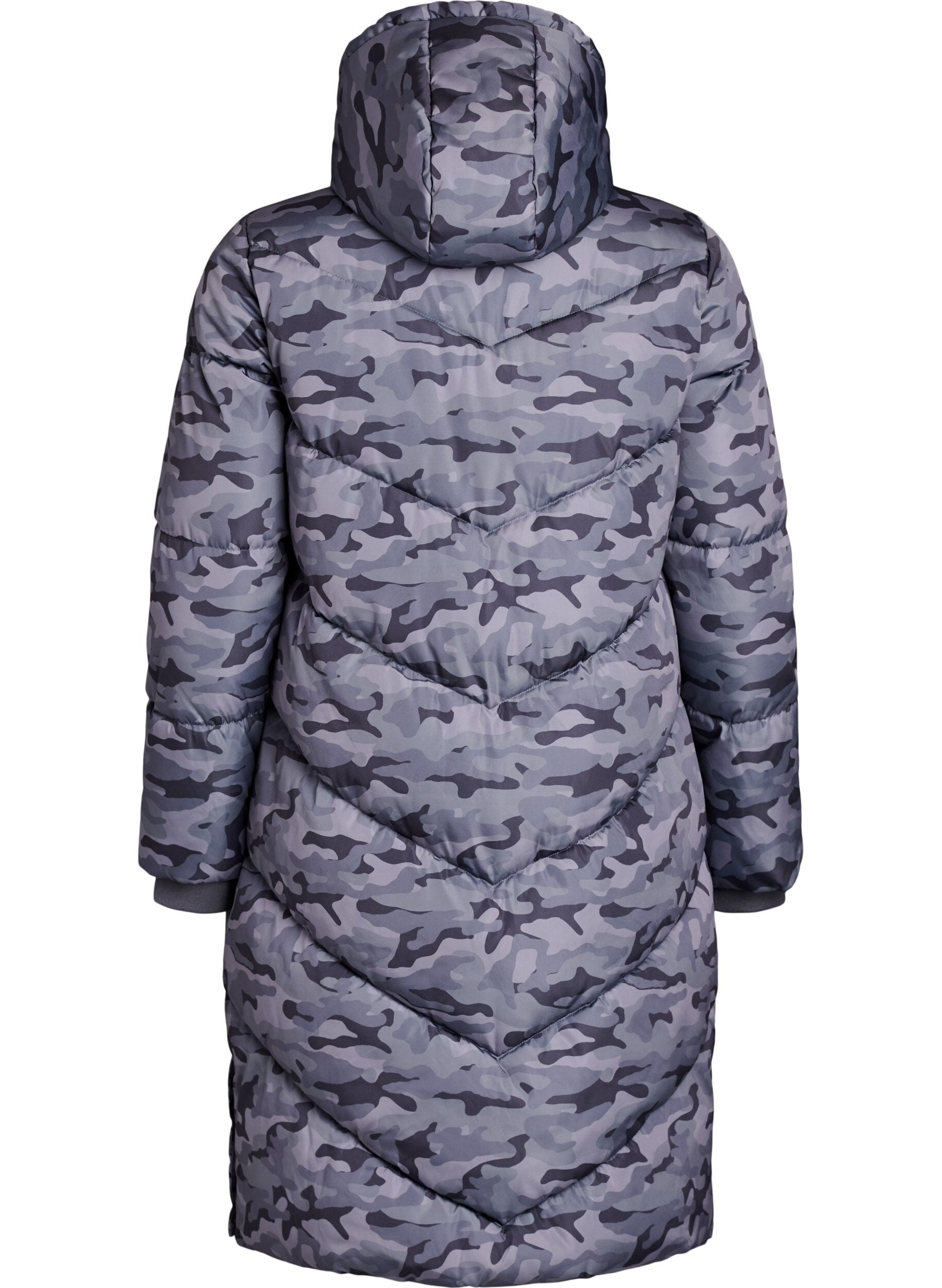 ZizziDoudoune longue camouflage, Gris anthracite, Packshot image number 1