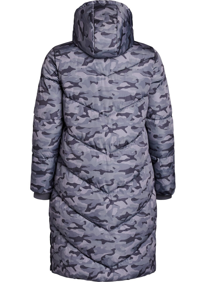 Doudoune longue camouflage, Gris anthracite, Packshot image number 1