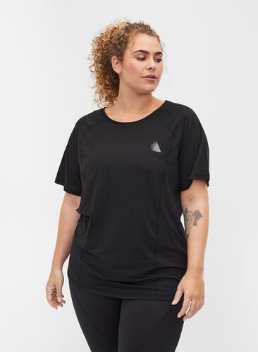 T-shirt d'entraînement de couleur unie avec détails réfléchissants, Black, Model image number 0