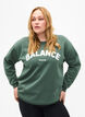 Sweatshirt met badstof tekst, Groen, Model image number 0