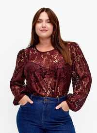 FLASH - Kanten blouse met lange mouwen, Port Royal, Model