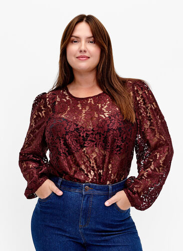 FLASH - Kanten blouse met lange mouwen, Port Royal, Model image number 0