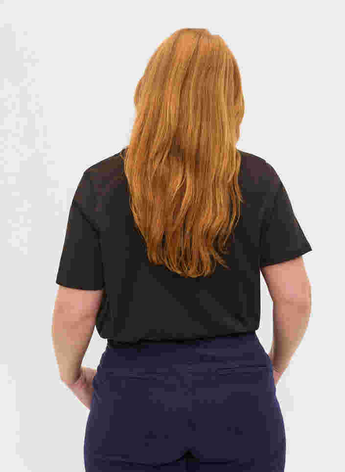 T-shirt en coton à manches courtes avec impression, Black, Model image number 1