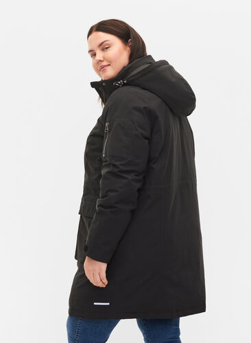 Veste d'hiver avec capuche amovible et poches, Black, Model image number 1
