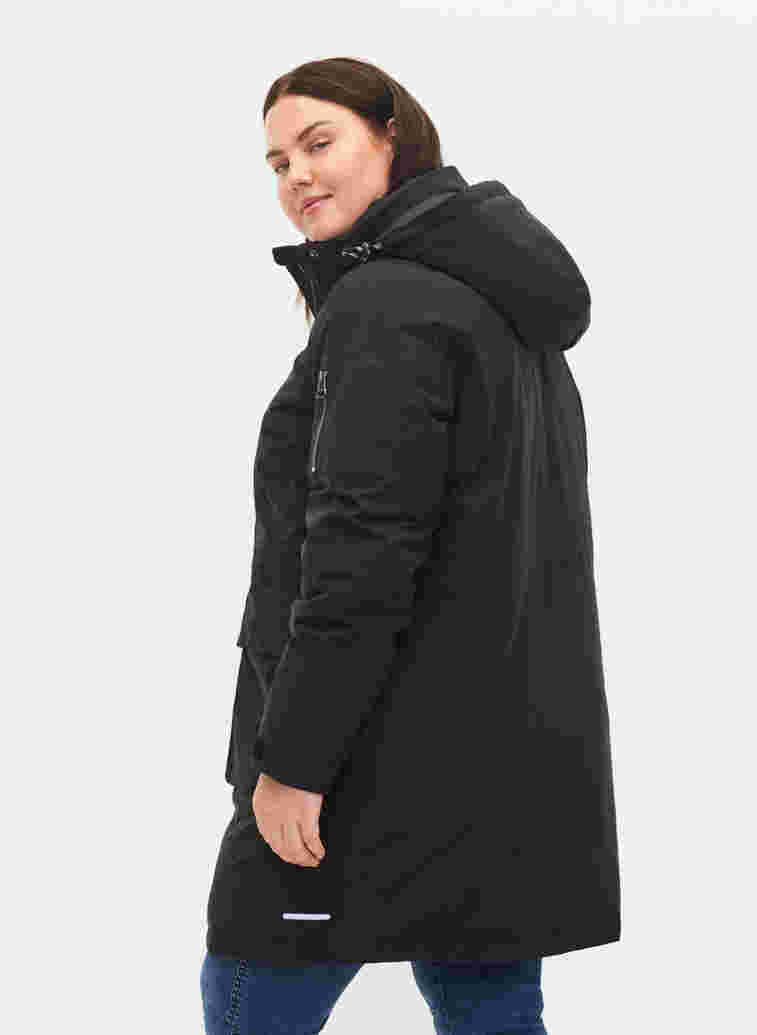 Winterjas met afneembare capuchon en zakken, Black, Model