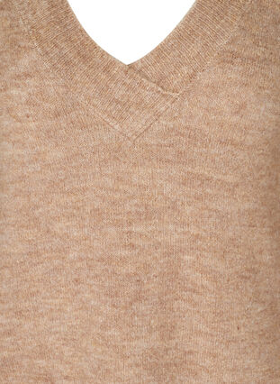 Gemêleerde oversized gebreide top met wol, Light Brown Mel. , Packshot image number 2