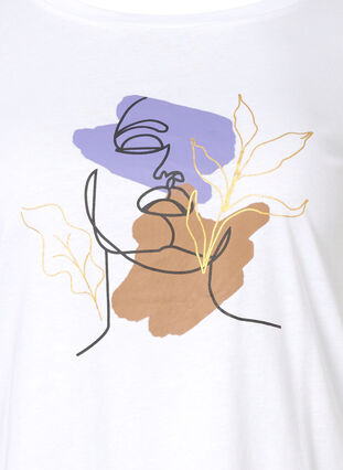 T-shirt en coton à col rond et imprimé, Bright White FACE, Packshot image number 2