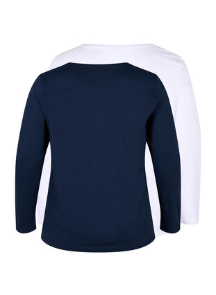 Lot de 2 blouses basiques en coton, Navy B/B White, Packshot image number 1