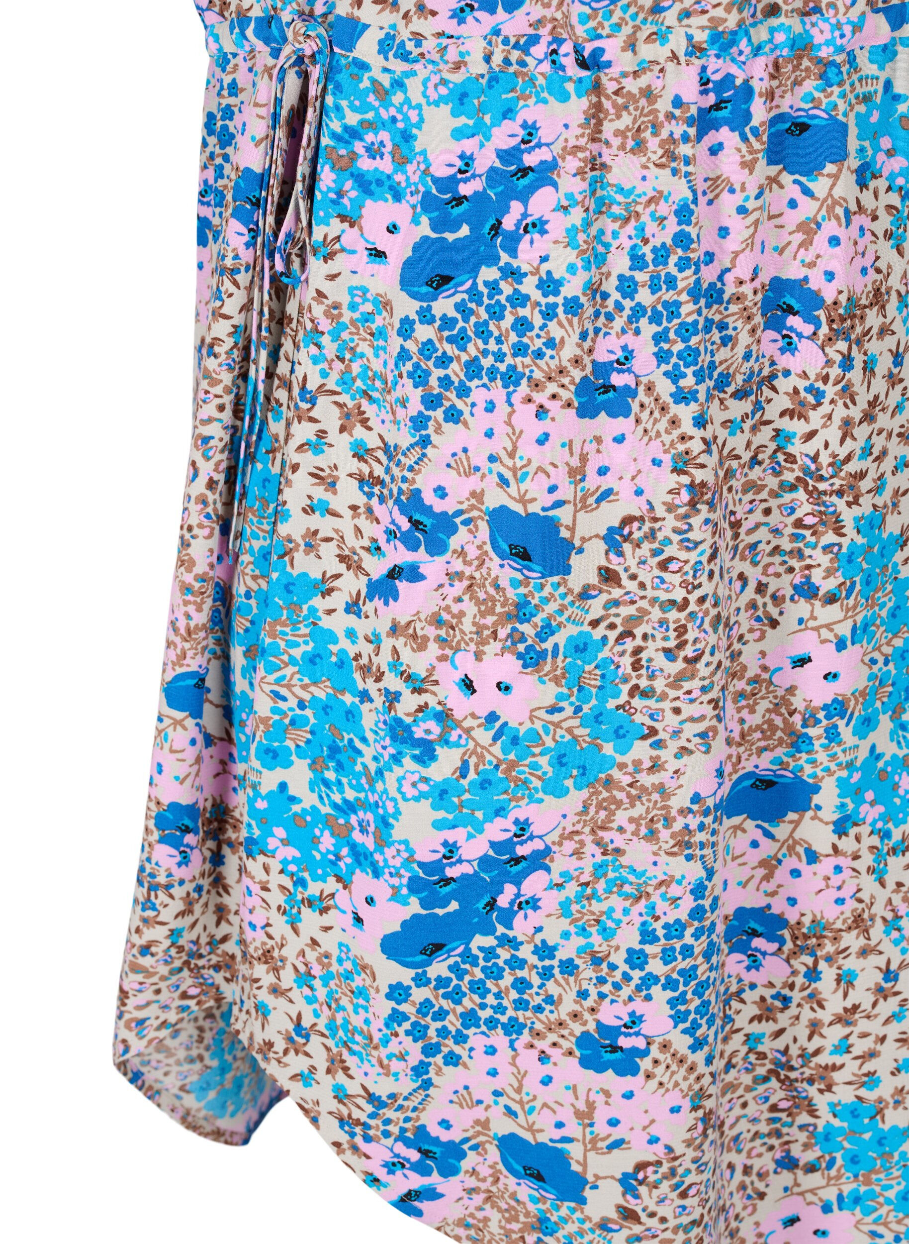 Zizzi Robe &agrave; motifs avec d&eacute;tails &agrave; nouer, Blue Rose Flower, Packshot image number 3