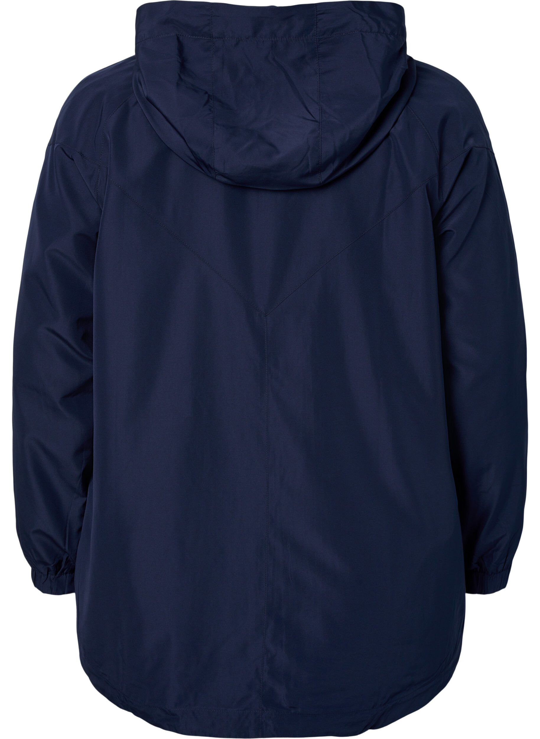 ZizziKorte jas met capuchon en verstelbare onderkant, Navy Blazer, Packshot image number 1