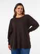Chemisier en tricot avec col rond et motif tricot, Marron, Model image number 0