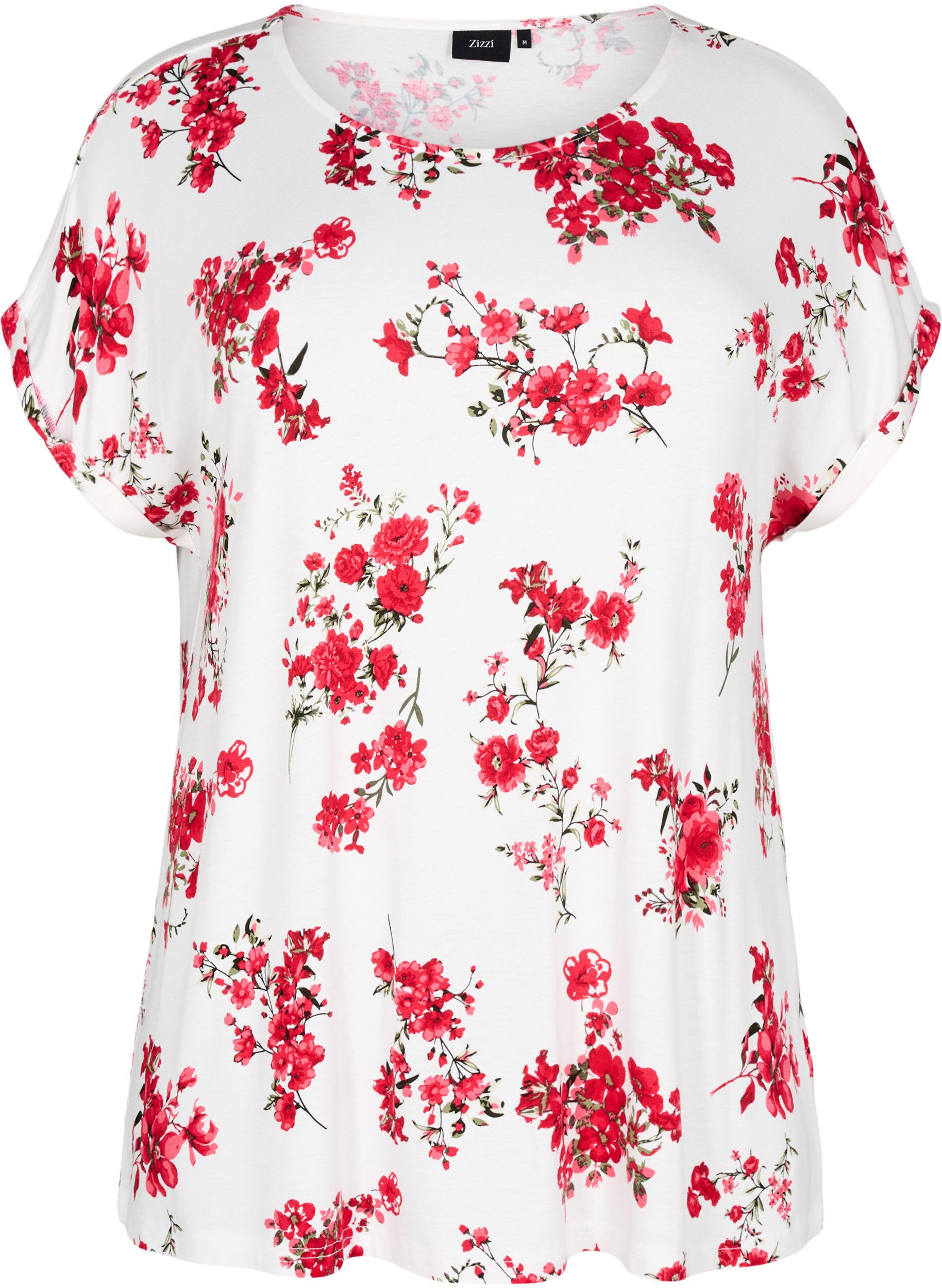 ZizziT-shirt met bloemenprint, Rood, Packshot image number 0