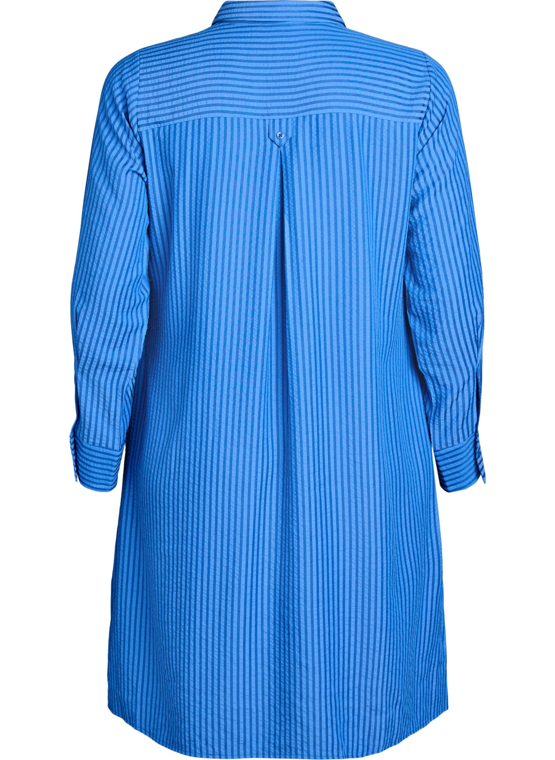 ZizziLange gestreepte blouse met knoopdetail op de rug, Blauw, Packshot image number 1
