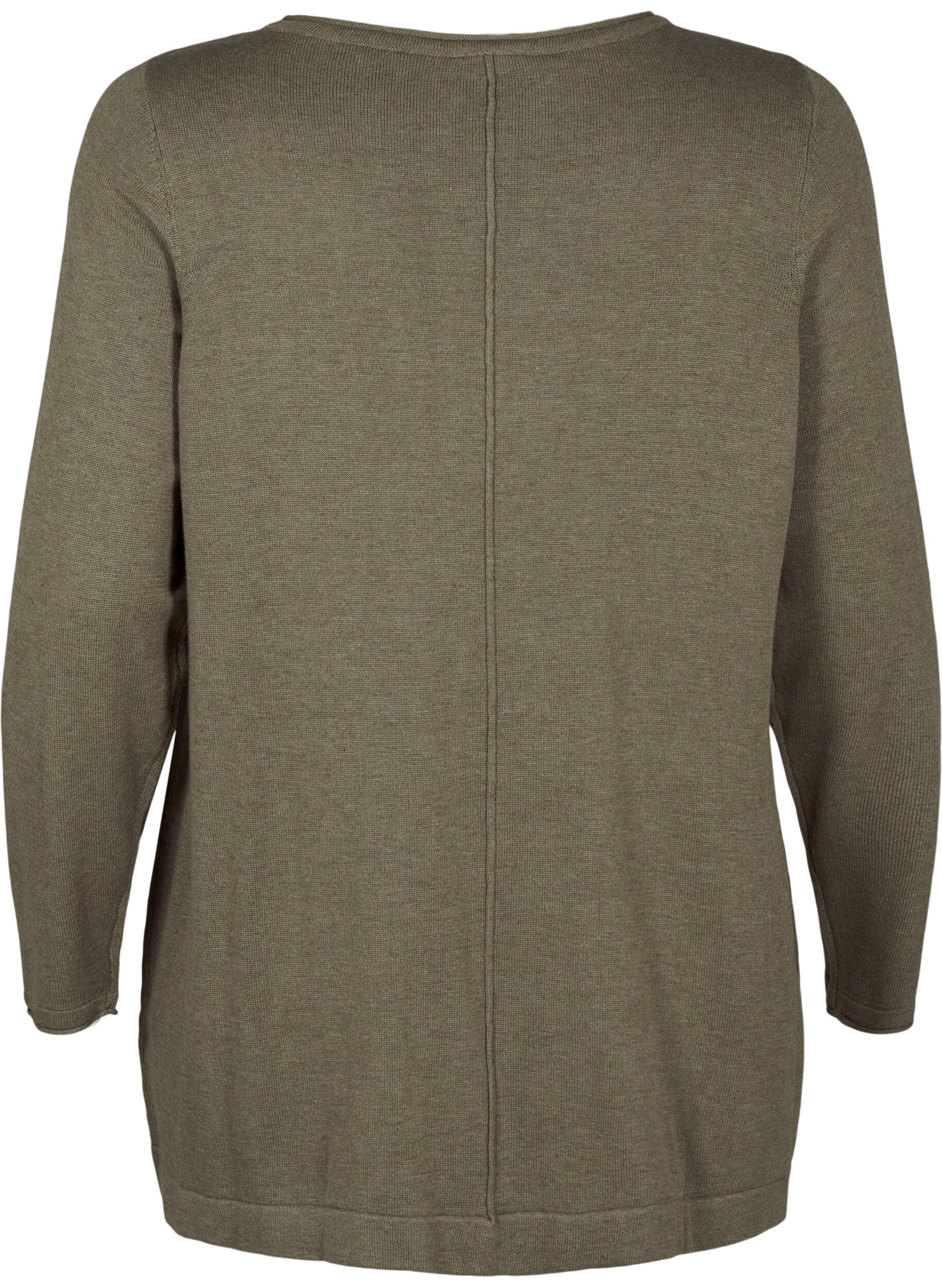 ZizziGebreide blouse gemaakt van katoen en viscose., Groen, Packshot image number 1