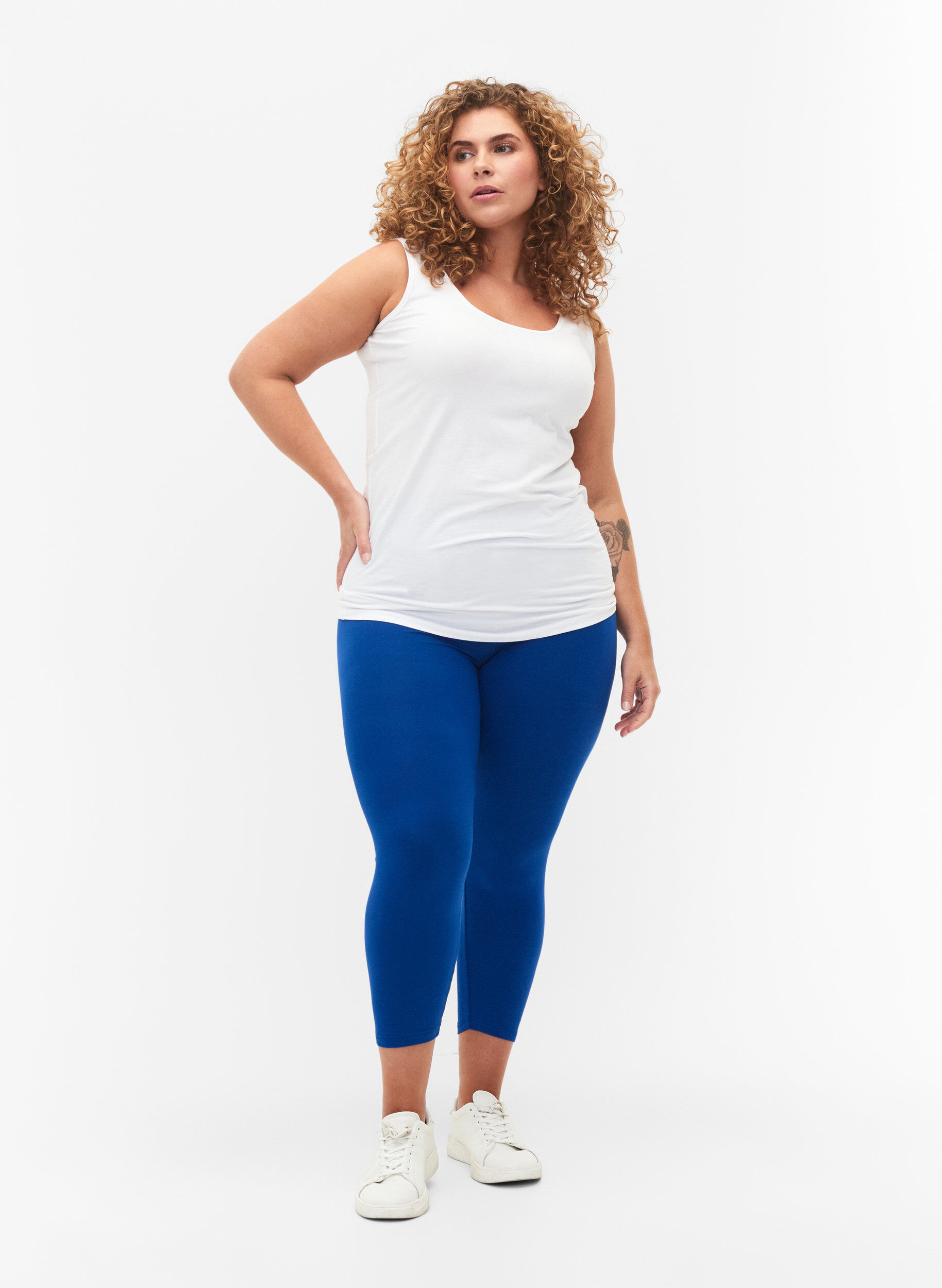 ZizziBasic 3/4 legging in viscose, Blauw, Model image number 1