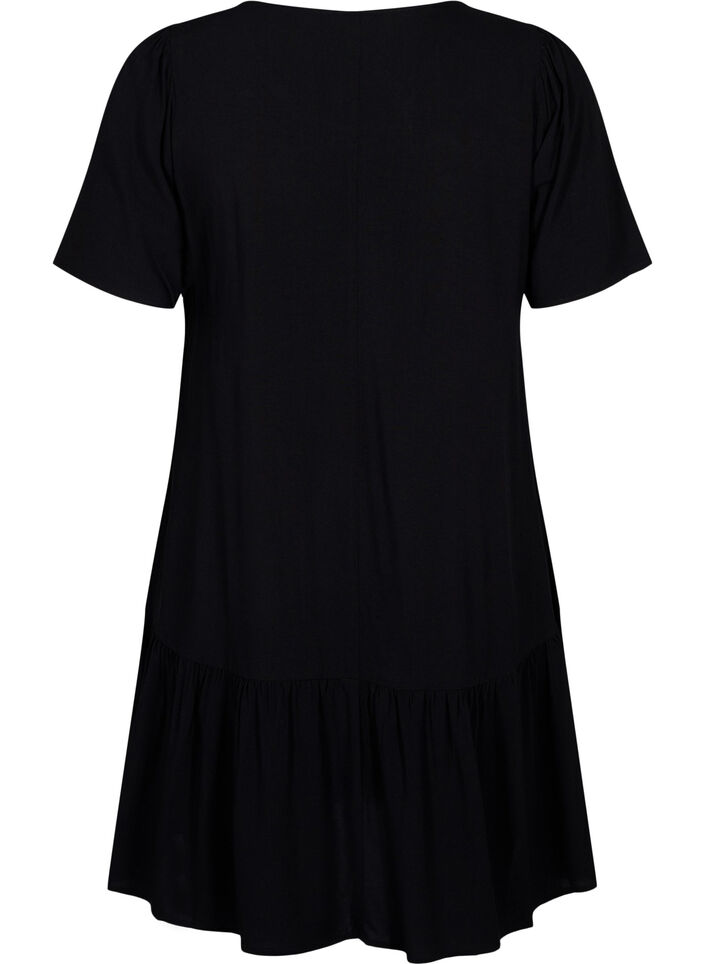 Robe en viscose avec d&eacute;coupe, Noir, Packshot image number 1