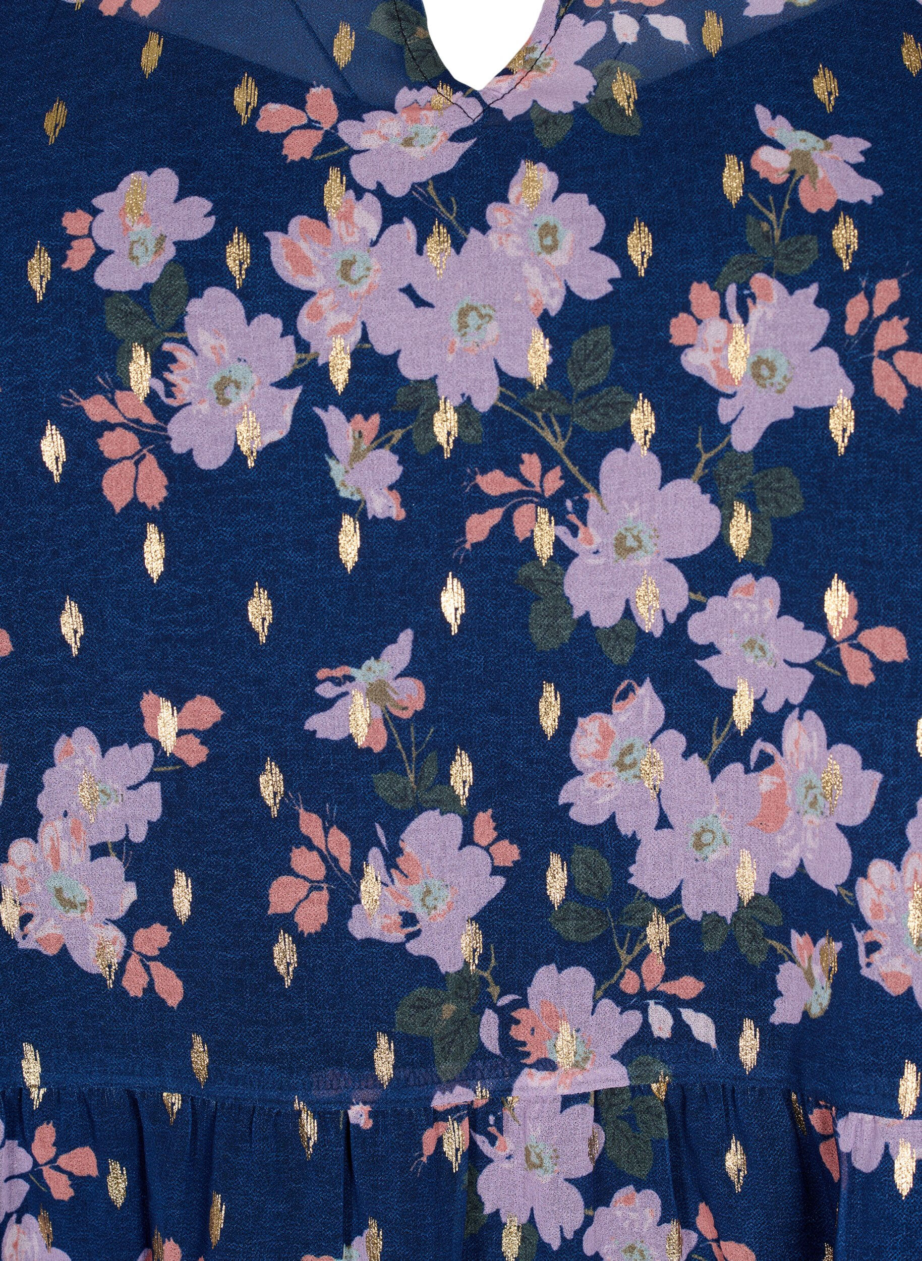 ZizziTuniek met bloemenprint en lurex, Blue Small Fl. AOP, Packshot image number 2