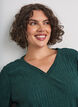 Blouse met golvende textuur en ballonvorm, Groen, Model image number 3