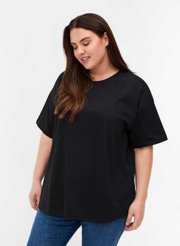 T-shirt à manches courtes en coton, Black, Model image number 0