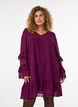 Korte jurk met transparante ruchesmouwen, Paars, Model image number 0